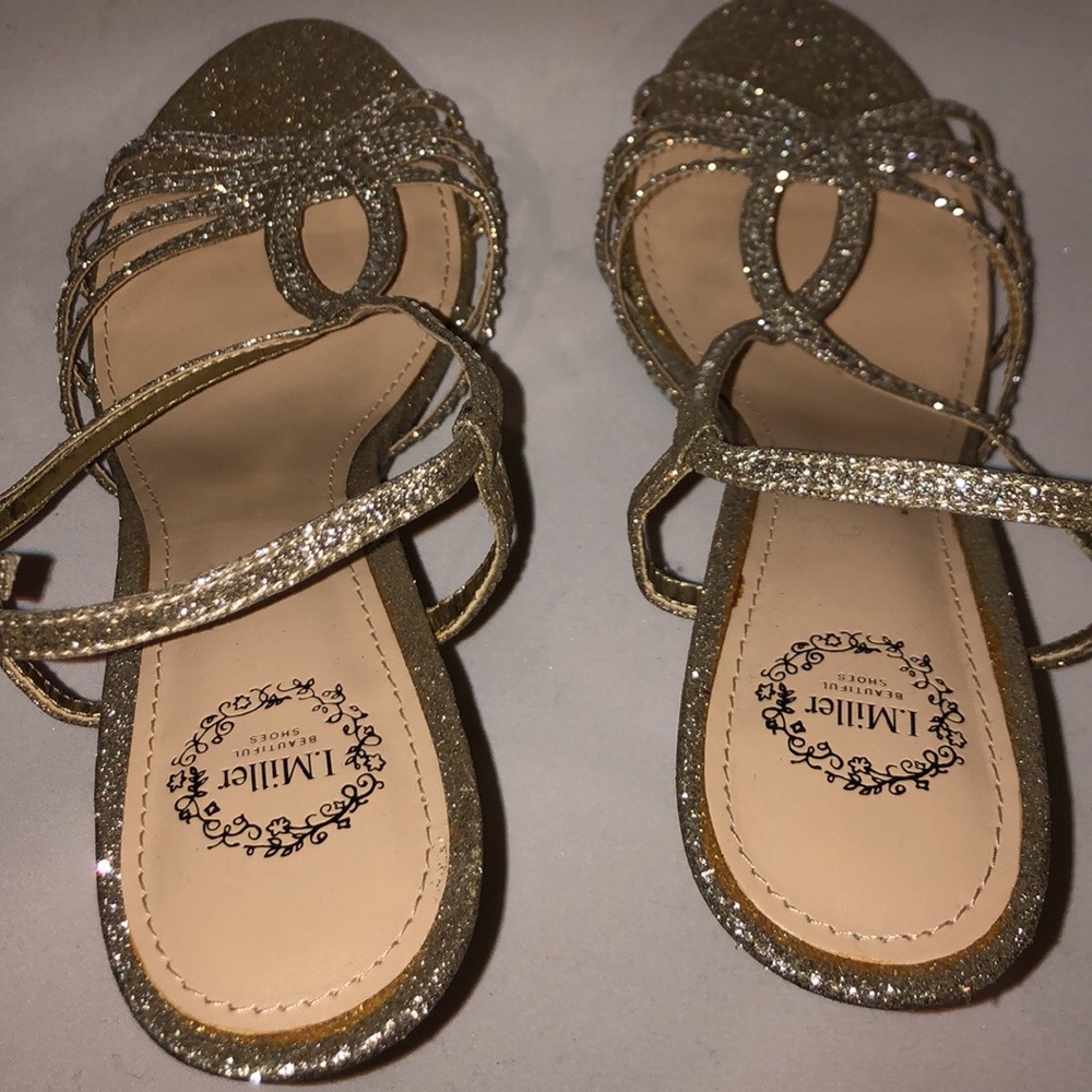 I.Miller Gold Champagne Sparkly Heels 7